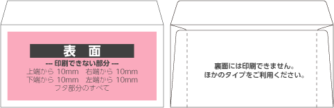 刷り込み封筒【お手軽カラータイプ】の印刷可能範囲